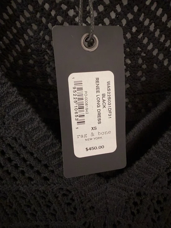 rag & bone Renée Crochet Midi Dress NWT  Size XS Black - Picture 2 of 7